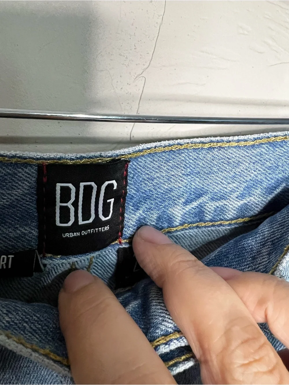 BDG Urban Outfitters A Line High Rise Distressed Raw Hem Denim Shorts